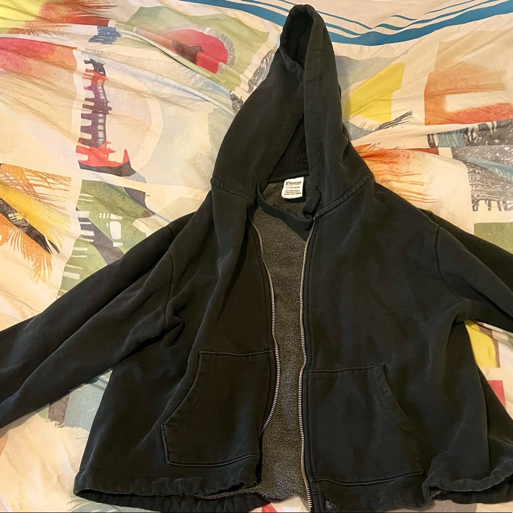 PINK VICTORIAS SECRET BLACK ZIP UP HOODIE